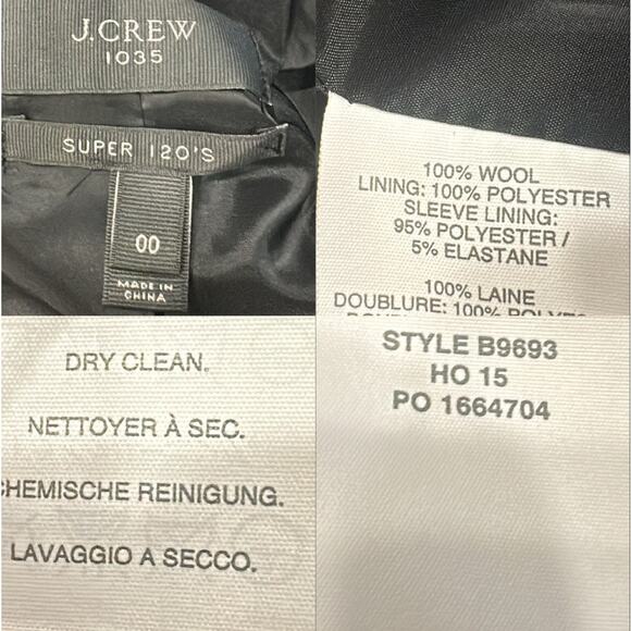 J.Crew 1035 Super 120’s Wool Pinstripe Blazer Charcoal Gray Old Money Preppy 00 - Picture 11 of 12